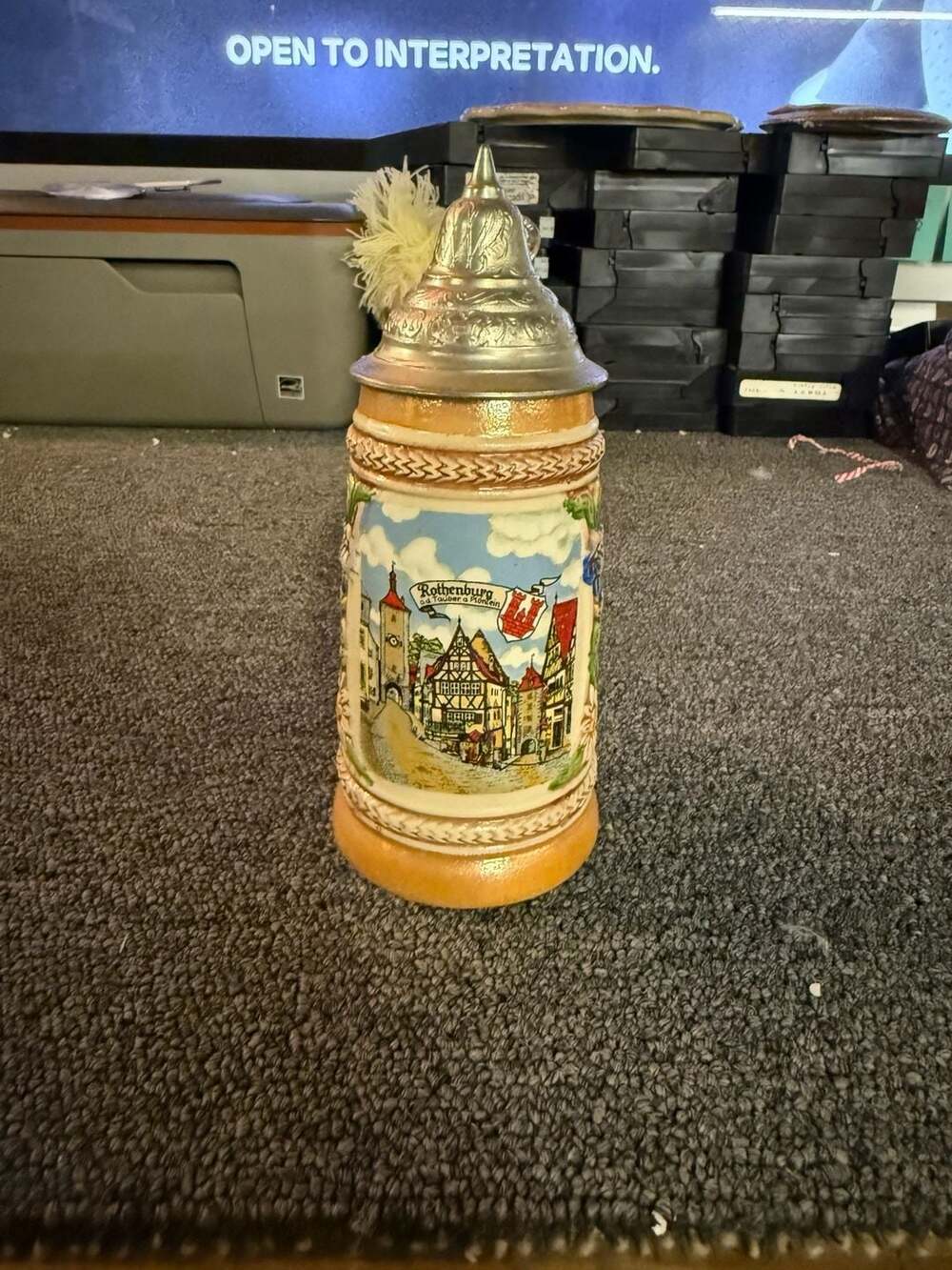 Original Gerz West Germany Rothenburg Beer Stein with Pewter Lid